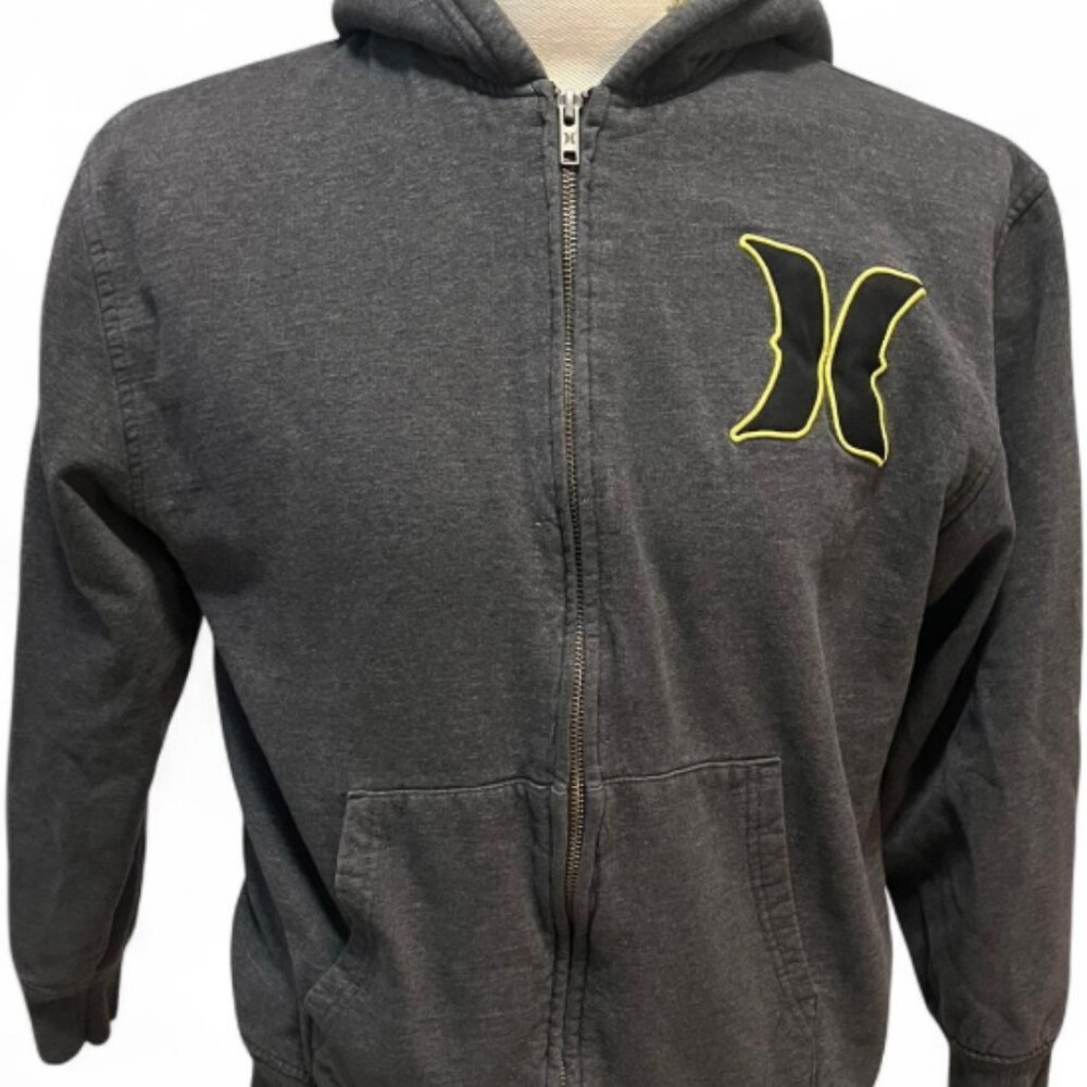 Kids XL Grey & Neon Yellow-Green Hurley Zip-Up